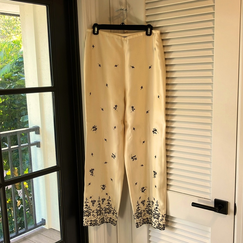 Ann Taylor silk embroidered dress pants.